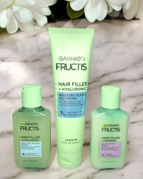 #gifted_by_LOrealConsumerBeautyPartner ✨Revitalize Your Hair Routine!✨ ✨️Say goodbye to dull, lifeless hair and hello to vibrant, healthy locks with the Garnier Fructis Hair Filler collection! ✨️Hair Filler + Hyaluronic Moisture Repair Gel-Cream: Infused with hyaluronic acid, this gel cream provides intense hydration and locks in moisture, leaving your hair soft and manageable. Perfect for a glossy finish! ✨️Hair Filler + Hyaluronic Moisture Repair Serum: Boost your shine with this ligh...