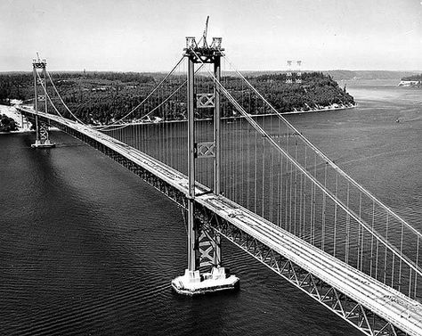 New Tacoma Narrows Bridge showing concrete construction work, Tacoma, Washington Amazing Bridges, Tacoma Narrows Bridge, Vashon Island, Seattle Travel, Concrete Construction, Evergreen State, Tacoma Washington, Pacific Nw, San Juan Islands