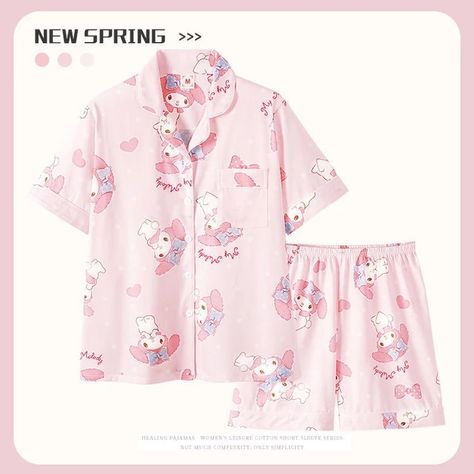 My Melody Pjs, My Melody Pajamas, My Melody Fashion, Melody Pajamas, Cinnamoroll Pajamas, Kawaii Pajamas, Kawaii Kuromi, Pajamas Summer, Cinnamoroll Kuromi