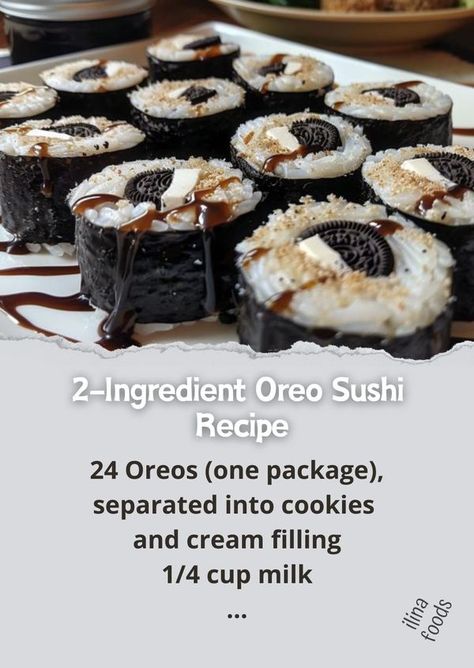 Dessert Sushi Recipes, Oreo Sushi, Cookies And Cream Filling, Diy Cookies, Oreo Desserts, Dessert Sushi, Sushi Recipe, Holiday Sweets, Cream Filling