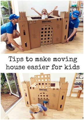 tips to help make moving easier for kids, and cardboard box forts Box Forts, Cardboard Box Fort, Moving With Kids, Cardboard Building, Cardboard Forts, Box Fort, Fort Ideas, Castle Crafts, Cardboard Castle