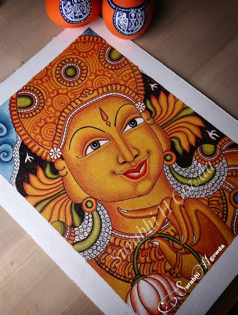 Kerla Murals Paintings Easy, Art Photography Women, Mural Simple, Mural Paintings, White Instagram, Black And White Instagram, Kerala Mural Painting, Watercolor Art Journal, Indian Art Gallery