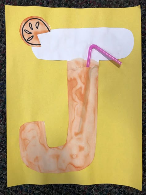 J is for Juice J Letter Crafts For Preschool, J Is For Juice Craft, J Craft Preschool, J For Juice Craft, J Letter Craft, J Crafts For Toddlers, J Is For Craft, Letter J Crafts For Toddlers, J Is For