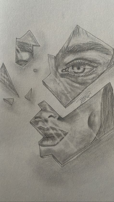 Drawing Ideas Missing Someone, Person With Tattoos Drawing, Mirror Reflection Art Drawing, Mirror Sketch Pencil Drawings, Distorted Portraits Drawing, Surrealism Sketch Easy, Drawing Ideas With Deep Meanings, Pencil Art Drawings With Deep Meaning Aesthetic Easy, Drawing Ideas Person Sketch