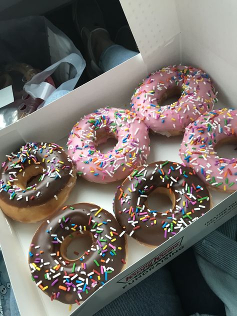 Highly reccomend strawberry donuts! #notsponsored #krispykremedonutrecipe #strawberry Donuts Aesthetic, Donut Sprinkle, Strawberry Donut, Glazed Doughnut, Krispy Kreme Donuts, Krispy Kreme Doughnut, Strawberry Donuts, Sprinkle Donut, Birthday Breakfast