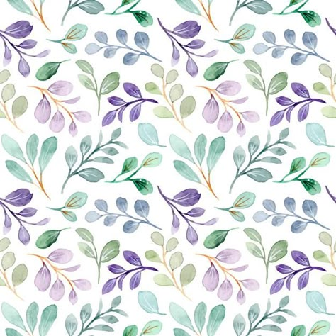 Tropical Pattern Design, Flower Design Pattern, Wrapping Paper Wallpaper, Watercolor Pattern Design, Fabric Wrapping Paper, Surface Pattern Design Inspiration, Fabric Wrapping, Watercolor Leaf, Purple Leaves