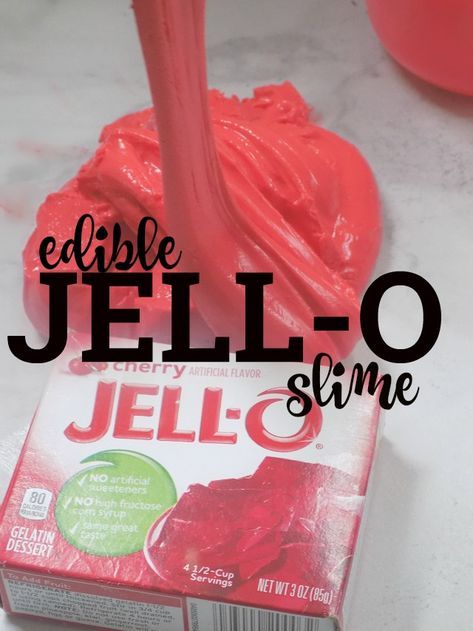 Jell-O Slime! An Edible Taste-Safe DIY Jello Slime Recipe - No glue or borax - just simple ingredients found in the kitchen. Jello Slime Recipe, 3 Ingredient Slime, Jello Slime, Diy Jello, Edible Slime Recipe, Edible Slime, Diy Edible, Slime Party, Slime For Kids