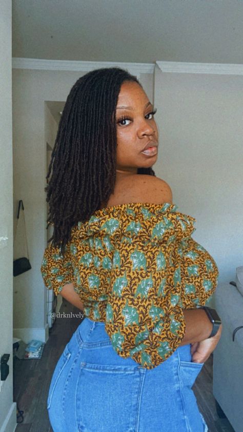 Black woman with sisterlocks in floral top and jeans Medium Microlocs, Loc Progress, Microlocs Journey, Sananda Maitreya, Natural Locs, Sister Locks, Sisterlocks Styles, Locs Styles, Micro Locs