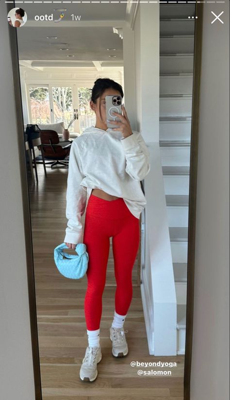 Red Leggings Outfit, Leggings Outfit Workout, Coastal Connecticut, Workout Leggings Outfit, 40k Followers, Luxury Lifestyle Fashion, Cute Gym Outfits, Leggings Outfit, Red Leggings