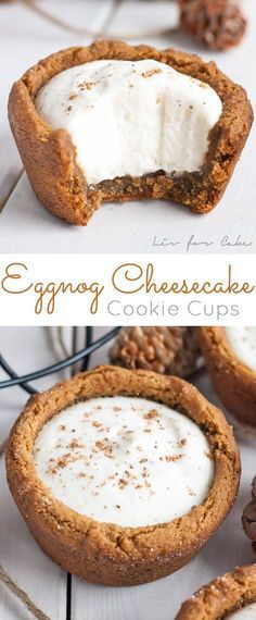 Cheesecake Gingerbread, Gingerbread Cups, Cheesecake Cookie Cups, Gingerbread Cookie Cups, Eggnog Cookie, Biscotti Cheesecake, Cheesecake Cookie, Eggnog Cheesecake, Chewy Gingerbread Cookies