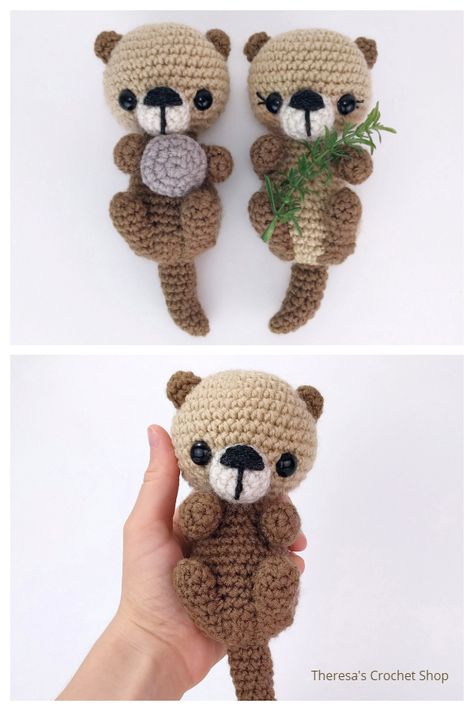 6 Crochet Sea Otters Amigurumi Free Patterns - DIY Magazine Crochet Otters Free Pattern, Crochet Amigurumi Otter, Crochet Patterns Otter, Woodland Animal Amigurumi Free Pattern, Crochet Sea Otter Amigurumi Free Pattern, Sea Otter Amigurumi Free Pattern, Otter Pattern Crochet, Meerkat Crochet Pattern Free, Crochet Sea Otter Free Pattern