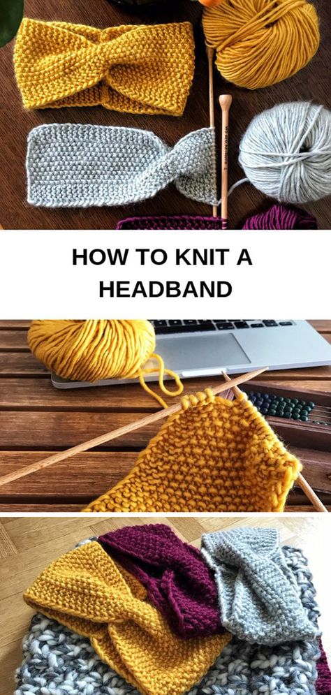 Knit A Headband, Knit Headband Pattern, Knitting Patterns Free Beginner, Simple Headbands, Easy Knitting Projects, Moss Stitch, How To Knit, Headband Pattern, Cool Ideas