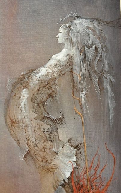 Seaweed Mermaid, Anne Bachelier, Sea Siren, Fantasy Mermaids, Mermaid Drawings, Heroic Fantasy, Mermaids And Mermen, Vintage Mermaid, Fantasy Races