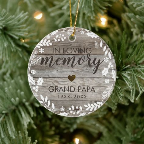 In Memory Christmas Ornaments, Memory Gifts, In Loving Memory Gifts, Rustic Christmas Ornaments, Memory Crafts, Memorial Ornaments, Photo Ornaments, Loving Memory, Christmas Decorations Ornaments