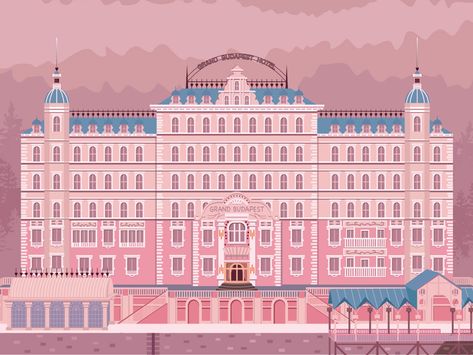 The Grand Budapest Hotel by 黄灵 Hotel Graphic Design, Grand Budapest Hotel Poster, The Grand Budapest Hotel, Retro Printables, Budapest Travel, Small Business Gifts, Grand Budapest, Grand Budapest Hotel, Budapest Hotel