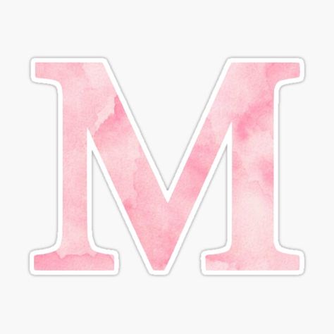 "The Letter M- Light Pink Watercolor Design Sticker" Sticker by Claireandrewss | Redbubble M Aesthetic Letter, Luigi Pfp, M Aesthetic, Aesthetic Letter, Monogram Wallpaper, Writing Paper Printable Stationery, Preppy Stickers, Soft Pink Theme, Aesthetic Letters