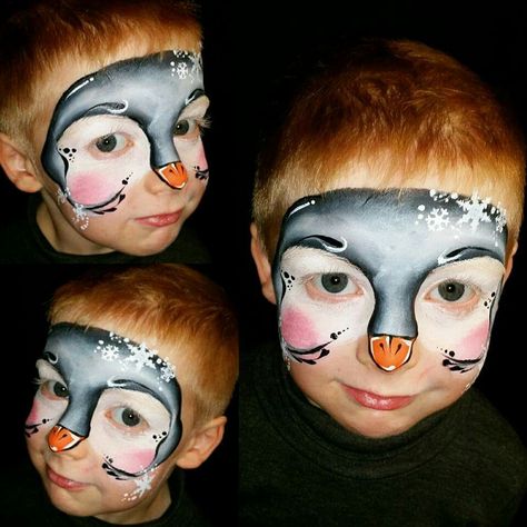 Christmas Face Painting, Winter Face, Face Paint Makeup, Kids Face Paint, Face Painting Designs, Kids Makeup, Arctic Animals, Animal Faces, Christmas Paintings