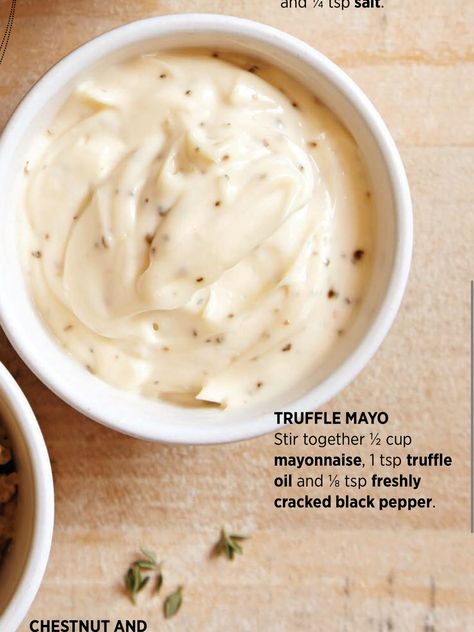 Truffle mayo Truffle Mayo Recipe, Truffle Fries With Aioli, Truffle Aioli Burger, Uses For Truffle Oil, Aioli Recipes, Truffle Mayo, Mayonnaise Recipes, Truffle Oil Recipes, Egg Mayonnaise