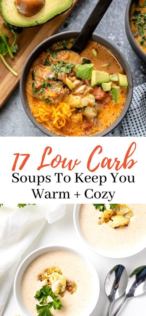 17 low carb soups that will keep you warm and cozy this winter. Low carb delicious savory soups. #lowcarb #lowcarbsoup #souprecipes #souprecipeseasy #savorysoup Low Carb Soups, Keto Savory, Cheese Burger Soup Recipes, Soup Ideas, Nourishing Food, Drink Inspiration, Low Carb Soup, Savory Soups, Health Recipes