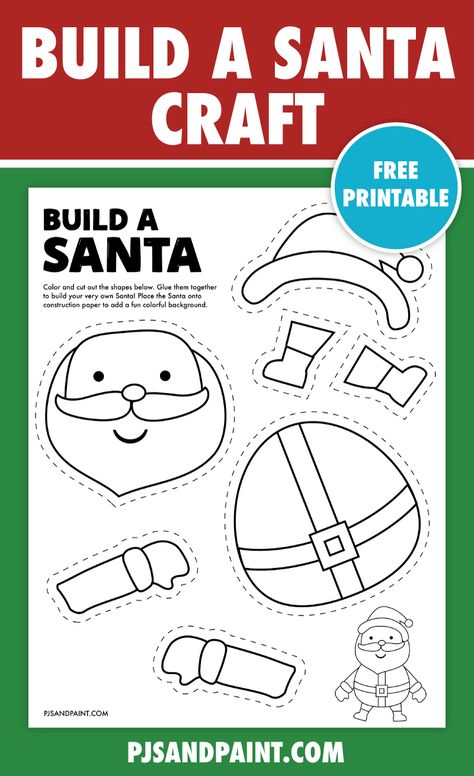 free printable build a santa Build A Santa Template, Build Santa Printable, St Nick Crafts For Kids, Christmas Crafts Free Printable, Santa Printables Free, Santa Templates Free Printable, Santa Crafts Preschool, Santa Crafts For Kids, Build A Santa