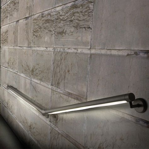 B.Lux HOLD Interior and Exterior Handrail Hand Rail Lighting, Rail Lighting, Exterior Handrail, Handrail Lighting, Industrial Home Design, Stair Lights, Hand Rail, Stair Lighting, Industrial House