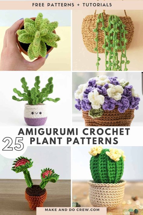 Crochet Plant Patterns, Crochet Succulent, Crochet Garden, Knit Slippers, Crochet Flowers Free Pattern, Crochet Cactus, Pola Amigurumi, Makanan Diet, Crochet Plant