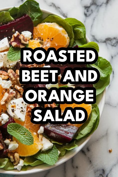 A photo of a  Roasted Beet and Orange Salad a winter salad recipes Beet Orange Salad, Easy Winter Salad, Mandarin Salad, Light Side Dishes, Winter Salad Recipes, Beet Salad Recipes, Roasted Beet Salad, Fresh Fruit Salad, Thanksgiving Cooking