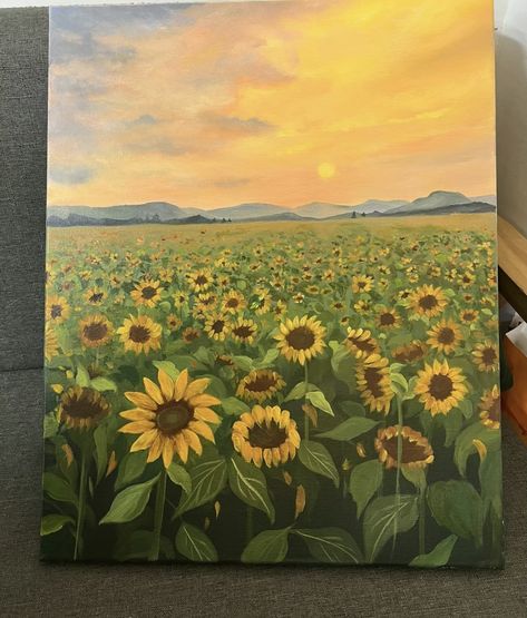 Sunflower Painting Ideas On Canvas, Sunflower Painting Acrylic, Painting Techniques Art, Sunflower Drawing, Sunflower Garden, Abstract Flower Art, Canvas Painting Designs, Garden Painting, Sunflower Painting