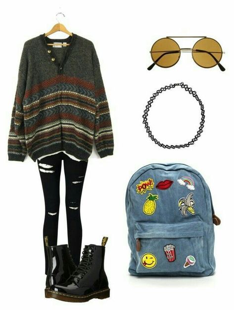 #wattpad #random Sorry bitches. Art hoes only. Jk. But actually tho Tokyo Street Fashion, Hipster Outfits, Grunge Vintage, Indie Outfits, Outfits Casual, Mode Vintage, Fashion Mode, Mode Inspiration, Sweater Black