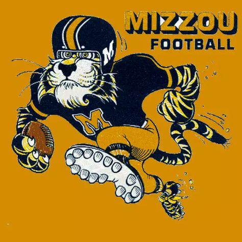 Mizzou Football, Brand Poster, High School Mascots, Tiger Mascot, Tiger Tiger, Missouri Tigers, Logo Art, College Logo, Vintage Football