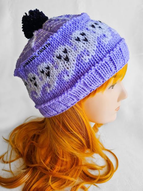 Spooky Hat Ideas, Crochet Halloween Hats, Crochet Halloween Hat, All Free Knitting, Hat Free Knitting Pattern, Ghost Hat, Fall Knitting Patterns, Knitting Things, Knitting Terms