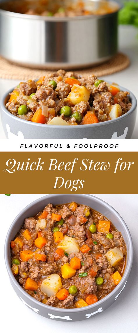 Image for Quick Beef Stew for Dogs Beef Stew For Dogs, Healthy Beef Stew, Stew For Dogs, Quick Beef Stew, Beef Stew Healthy, Hamburger Stew, Easy Beef Stew, Hearty Beef Stew, Healthy Beef