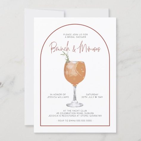 Arch Minimalist Brunch & Mimosas Bridal Shower Inv Invitation Soiree Invitation, Minimalist Cocktail, Soiree Party, Sunset Party, Summer Party Invitations, Bridal Luncheon, Party Invite Design, Bridal Shower Brunch, Sunset Summer