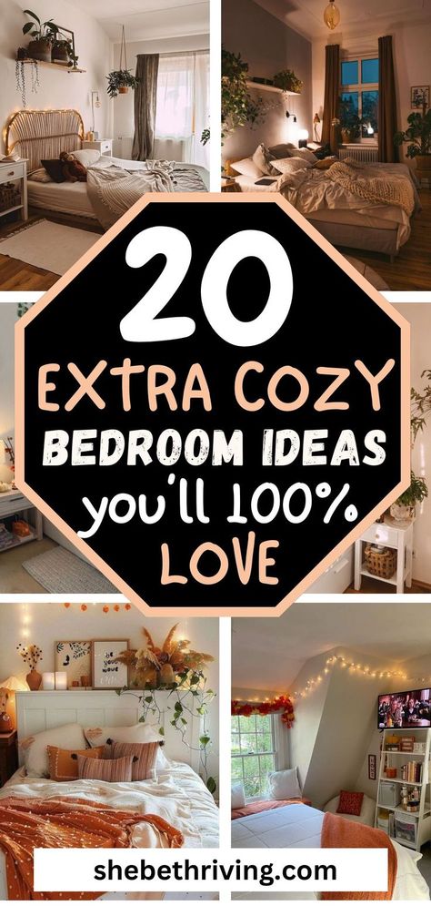 20 Cozy Fall Bedroom Room Ideas You’ll Love Cozy His And Hers Bedroom, Cozy Bedroom Pictures, Cozy Spare Room Ideas, Diy Cozy Bedroom Ideas, 30 Year Old Bedroom Ideas, How To Make Your Bedroom Cozy, Bedroom Ideas Simple Cozy, Room Ideas Aesthetic Fall, Cute Cozy Bedroom Ideas