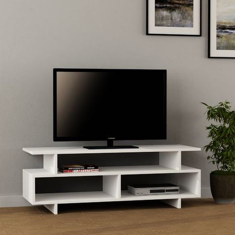 Simple Tv Stand, Small Tv Stand, Tv Console Modern, Tv Stand Decor, Tv Stand Designs, White Tv Stands, Tv Unit Interior Design, Wall Tv Unit Design, Tv Console Table