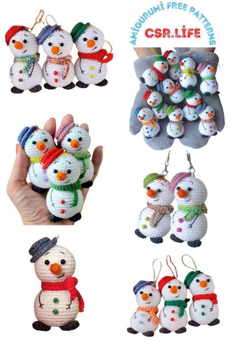 Little Cute Christmas Snowman Amigurumi Free Pattern - Free Amigurumi Crochet Patterns Crochet Mini Snowman Free Pattern, Small Snowman Crochet Patterns Free, Crochet Snow Man, Crochet Mini Snowman, Crochet Snowmen Patterns Free, Free Crochet Snowman Pattern, Crochet Amigurumi Free Patterns Easy Christmas Ornament, Crochet Christmas Keychain Pattern Free, Crocheted Christmas Decorations