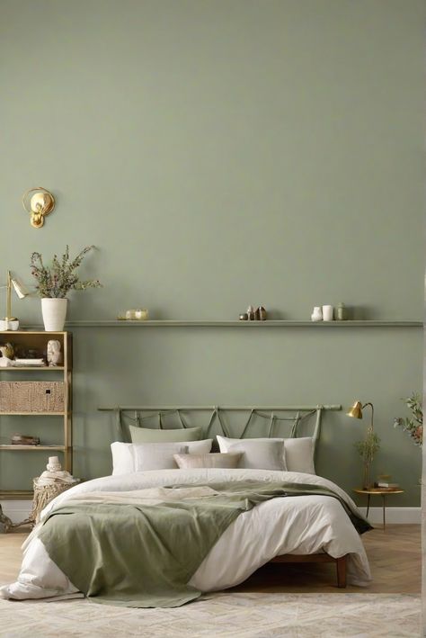 interior design,home decor,designer wall paint,paint color match Sage Bedroom Walls, Sage Wall Color, Svelte Sage, Sage Bedroom, Stylish Bedroom Decor, Green Accent Walls, Calming Bedroom, Bedroom Wall Paint, Green Bedroom