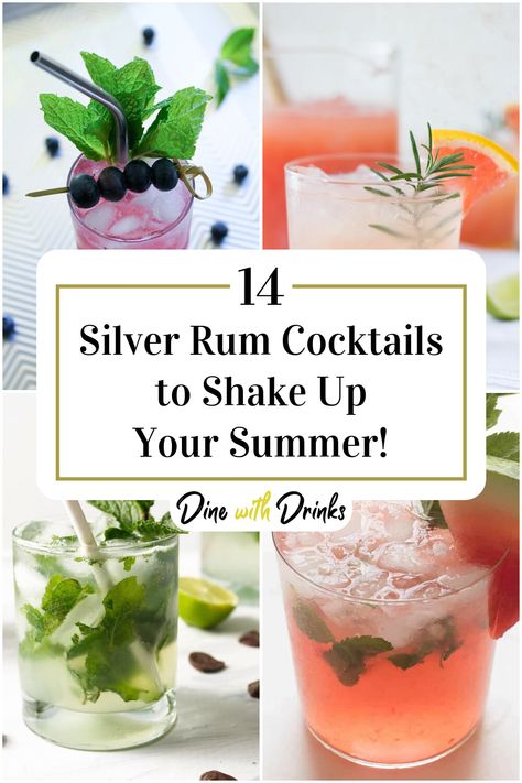 Collage of 4 silver rum cocktails. Silver Rum Cocktails, Spiced Rum Recipes, Rum Drinks Easy, Spiced Rum Drinks, Spiced Rum Cocktails, Rum Cocktail Recipes, Rum Recipes, Cheers To The Weekend, Caribbean Rum