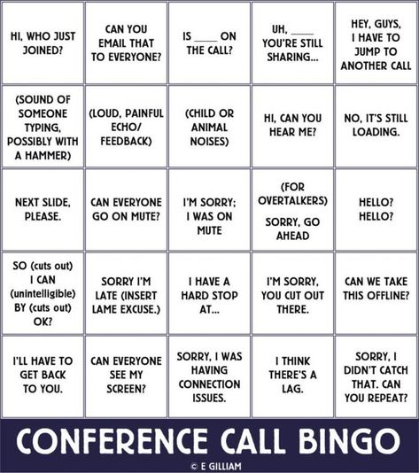 Virtual Games For Work, Conference Call Bingo, Working From Home Meme, Work Team Building, Smiling Is My Favorite, It Humor, Sick Humor, Virtual Games, Remote Working