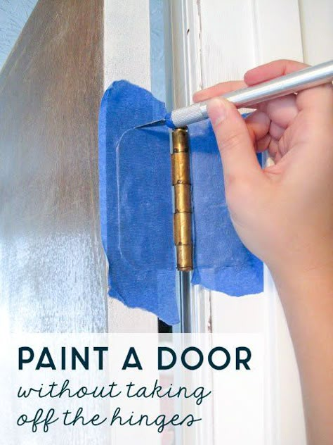 Smart! How to paint a door without taking it off of the hinges. Sometimes the simplest solutions are the best ones. Tutorial goes step by step on tips and tricks to get a clean paint job on interior doors. Sometimes doors settle and it can be nearly impossible to get the door to close again properly in the same way as before! #diydesign #diy #renovation #homeimprovement #painting #doors #hinges Painting Doors, Paint Tips, Astuces Diy, Diy Renovation, Painted Doors, Home Repairs, Diy Home Improvement, Household Tips, Interior Doors