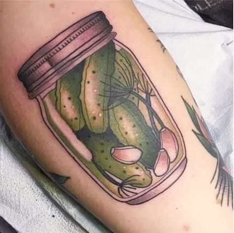 Pickle Tattoo, Cottagecore Tattoo, Slavic Tattoo, Hipster Tattoo, Matching Friend Tattoos, Slavic Culture, Traditional Tattoo Inspiration, Food Tattoos, Hair And Makeup Tips