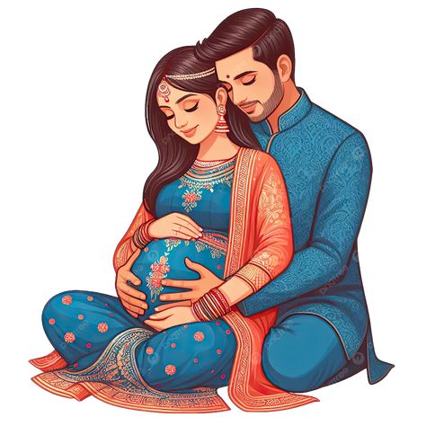 Pregnancy Illustration Couple, Baby Shower Couple, Indian Baby Shower Invitations, Shower Couple, Pregnancy Illustration, Babby Shower, Couple Png, Baby Shower Images, Couple Maternity