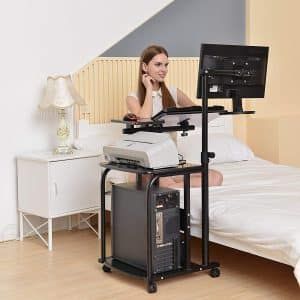 e-Joy Mobile and Compact Computer Cart, Black Computer Cart, Desk Standing, Portable Workstation, Desk Pc, Modular Office Furniture, Table Computer, Computer Station, Wood For Sale, Student Desk