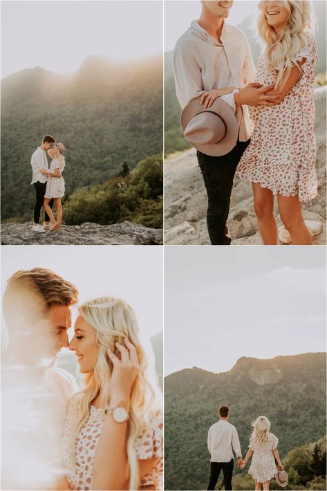 Grandfather Mountain Engagement | Boone, NC | Rachel + Cam - Connection Photography Mountain Top Engagement Photos, Nc Engagement Photos, Boone Nc Engagement Photos, Montana Couple Photos, Blue Ridge Mountain Engagement Photos, Colorado Mountain Engagement Photos, Connection Photography, Pastel Skies, Grandfather Mountain