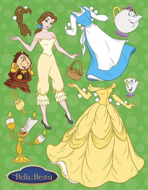 Paper Doll Disney, Disney Princess Paper Dolls, Princess Paper Dolls Printable, Disney Paper Dolls, Princess Paper Dolls, ملصق ديني, Beauty And The Beast Party, Paper Dolls Clothing, Paper Dolls Diy