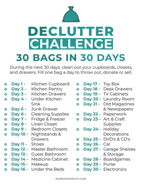 30 Day House Cleaning Challenge, 60 Minute Declutter Challenge, No Bs Woman, Declutter Challenge 30 Day, 30 Day Spring Cleaning Challenge, 30 Bags In 30 Days Declutter, 30 Days Declutter Challenge, Decluttering Challenge 30 Day, Declutter Challenge Printable