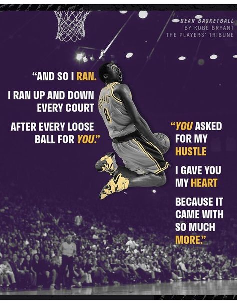 Dear Basketball Pg. 4 - Kobe Bryant Dear Basketball, Kobe Bryant, Basketball, Things To Come, Memes