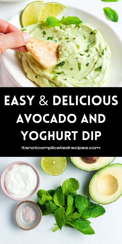 Low Cholesterol Dip Recipes, Yoghurt Dip Recipe, Greek Yogurt Recipes Healthy, Mint Dip, Yogurt Recipes Healthy, Avocado Dip Recipe, Avocado Snack, Yoghurt Dip, Yoghurt Recipe