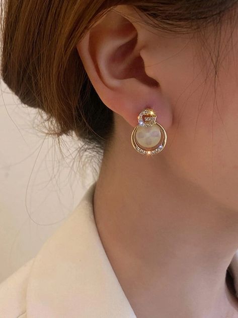 Cubic Zirconia Decor Round Stud Earrings | SHEIN USA Gold Earrings Models, Fashion Enthusiast, Fancy Jewellery, Gold Earrings Designs, Round Stud Earrings, Wedding Jewelry Earrings, Birthday Jewelry Gift, Trendy Designs, Earrings Wedding