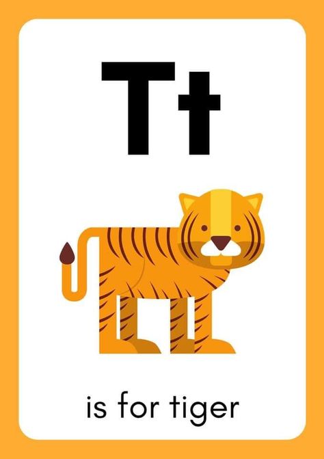 Letter T Printable Alphabet With Image Letter T Flashcards, Colorful Alphabet Letters Free Printable, Letter Flashcards Printable Free, Abc Flashcards Printable Free, Alphabet Cards Printable Free, Alphabet Flashcards Printable Free Cards, T For Tree, T For Tiger, Flashcard Alphabet